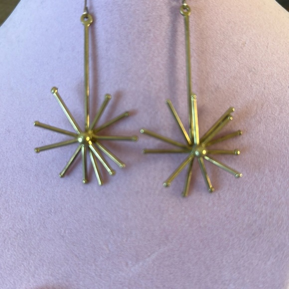 Solid Brass Burst Earrings - Picture 2 of 5